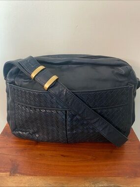 Jay Herbert by Sharif vintage dark navy woven leather hobo crossbody bag